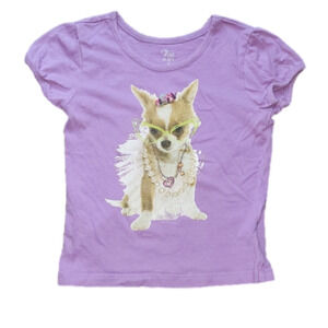 1989 PLACE Purple Short Sleeve Tee with Dog in Tutu